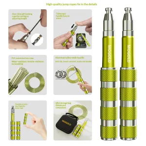 MOGOLPortable Adjustable Telescopic Non-slip Wire Fitness Jump Rope with Retractable Handle for Professional Sports Training