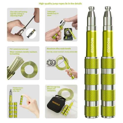 MOGOLPortable Adjustable Telescopic Non-slip Wire Fitness Jump Rope with Retractable Handle for Professional Sports Training