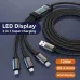 120W USB-A to iP/Type-C/Micro USB Digital Display Cable PD Fast Charging Data Transmission Tinned Copper Core Line 1.2M/2M Long for iPhone 16 15 Pro 14 13 Pro Max for Huawei Pura 80 Ultra for Xiaomi MIX Flip 2