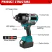 Brushless Electric Impact Wrench 21V High Torque 2100N.M 2800W with LED Light for Construction Maintenance Woodworking