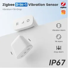 ZD100 Tuya Zigbe 3-in-1 Smart Sensor Vibration/Tilt/Drop Alarm IP67 Waterproof for Home Security Real Time APP Alerts Alexa Google Home Automation