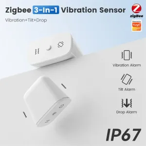 ZD100 Tuya Zigbe 3-in-1 Smart Sensor Vibration/Tilt/Drop Alarm IP67 Waterproof for Home Security Real Time APP Alerts Alexa Google Home Automation