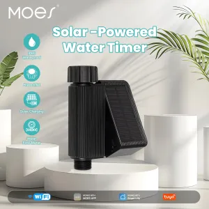 MOES Tuya Smart Home Wifi Timed Irrigation Water Valve IP65 Waterproof with Brass Inlet Solar Powered Irrigator Smart Life APP Control