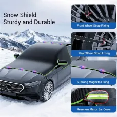 Car Oxford Cloth Snow Cover Windshield Antifreeze Covers 6 Strong Magnets with Reflective Strips for Cars and SUVs