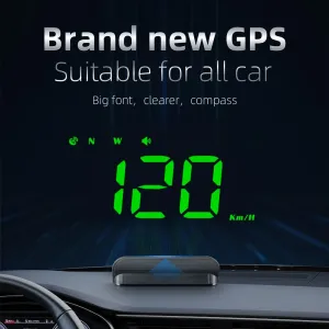 M1 Multifunctional New Energy Car HUD Head-up Display GPS Speedometer Dashboard Projection Green Light USB Rechargeable