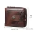 BULLCAPTAIN Genuine Leather Bifold Men Zipper Wallet RFID Blocking Mutil Card Holder Coin Purse Small Cash Clip