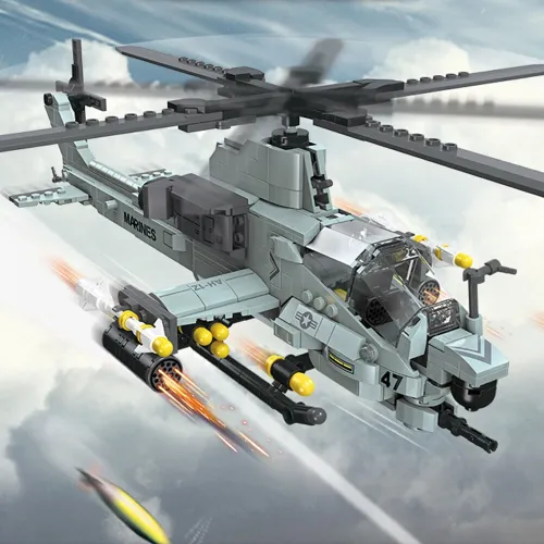 JJ9213 Military Helicopter Building Block Assembly Kit 576PCS Children's Toy Gift
