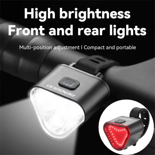 BENGGUO 500LM Bicycle Headlight Mini Portable Taillight Type-Charging Waterproof Bike Light Set for MTB Outdoor Night Cycling Safety
