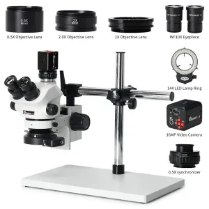 MUSTOOL 21MP 4K 1080P HDMI Video Camera Simul-Focal 3.5X-100X Continuous Zoom Stereo Trinocular Microscope CTV Adapter Barlow Lens