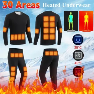 TENGOO HD-30 Heating Underwear Pant Set Thermal Long Sleeves Trousers Men Women Heated Suit USB Electric Thermal Underwear for Winter