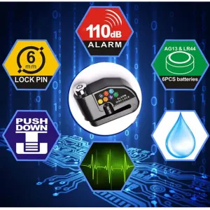 ROBESBON Bicycle Disc Brake Lock 110dB Loud Alarm Anti-thief Protection Aluminum Alloy Waterproof Reminding Rope Lock for Bike Motorcycle