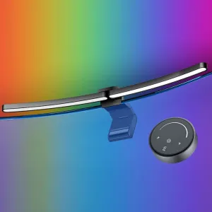 RGB Curved Computer Monitor Light Bar 10W Dual Light Source Non Glare Asymmetric LED Desk Lamp with Remote Control USB Powered