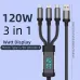 120W USB-A to iP/Type-C/Micro USB Digital Display Cable PD Fast Charging Data Transmission Tinned Copper Core Line 1.2M/2M Long for iPhone 16 15 Pro 14 13 Pro Max for Huawei Pura 80 Ultra for Xiaomi MIX Flip 2