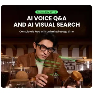 Rokid AI Smart Glasses with Visual Display Real Time Translation Navigation Info Built-in Dual Stereo Speakers Voice Control AR Wearable Smart Audio Glasses