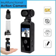 Pocket 5K HD Action Camera 270 Rotatable Wifi Mini Sports Camera with Waterproof Case for Helmet Travel Bicycle Driver Recorder