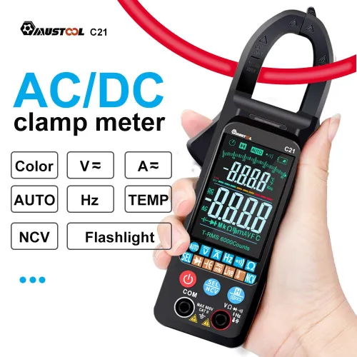 MUSTOOL C21 AC/DC Current Voltage Digital Clamp Meter Large Color Screen NCV 6000 Counts True RMS Automatic Measurement Smart Digital Multimeter