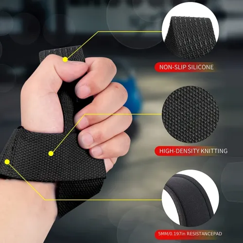 GOUNO1pair Sport Fitness Wrist Lifting Straps Wristband Silicone Non-slip Deadlift Grip Belt for Fitness Weightlifting Pull-up Exercise Training