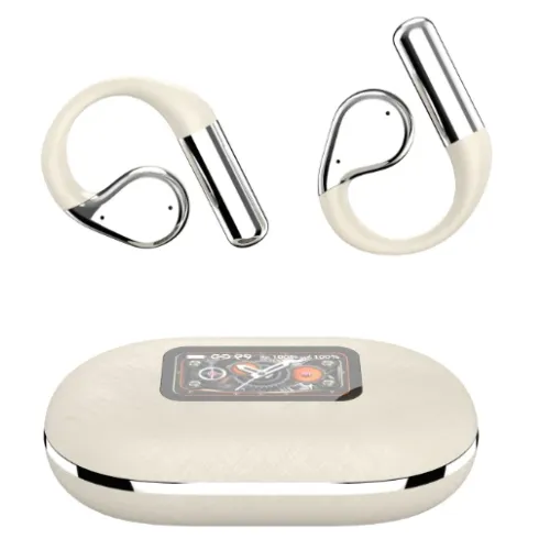 YYK LY19 AI Translation OWS Wireless Earbuds bluetooth 5.4 Earphone with LCD Touch Screen CVC Call Noise Reduction High Frequency Diaphragm Driver 480H Battery Life Soft Silicone Earhooks Sports Headset