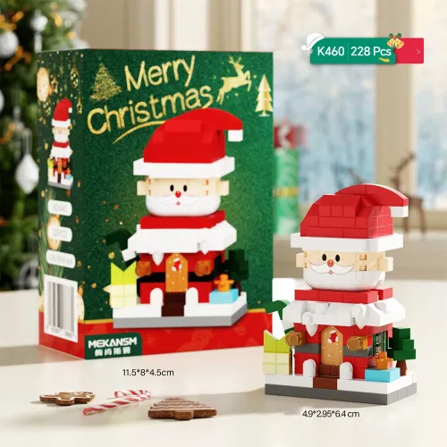 Christmas Santa Claus Building Blocks Assembly Kit Holiday Decoration DIY Model Festive Gift Set