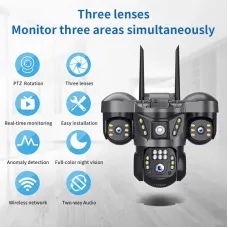 6MP Triple Lens Surveillance Camera Outdoor 4G WiFi Camera Auto Tracking Camera Two-Way Voice Camera