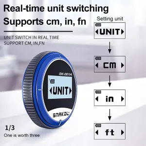 SNAKOL SK001A Digital Tape Measure LCD Screen 99999 Feet Precision Multi Unit Measurement Compact Design with 99 Record Storage