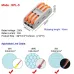 5 Pcs Mini Quick Wire Cable Connectors Universal Compact Conductor Splice Cable Push-in Terminal Block SPL1-4 Efficient Wiring Solution Reusable for Soft and Hard Wires