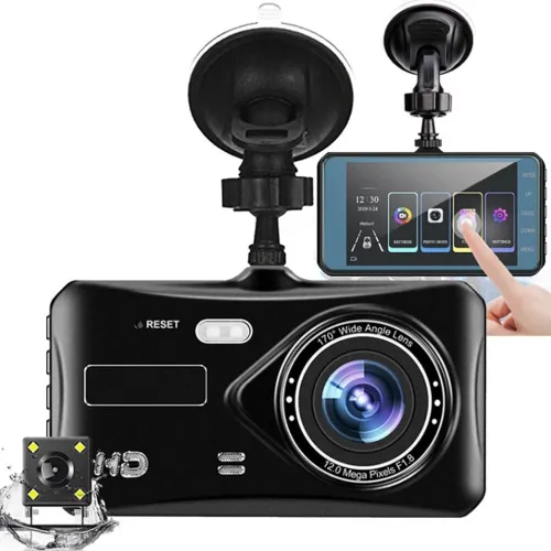 1080P HD Driving Recorder with 4-inch IPS Touch Screen Aluminum Alloy Material Front and Rear Dual Recording Dash Camera