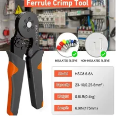 Hexagonal Self-Adjustable Ratchet Ferrule Crimping Tool Kit 23-10AWG 0.25-6mm Crimper Kit with 400-2000pcs Wire Terminals
