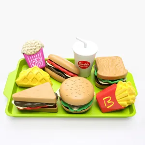 Children's Play House Puzzle Exercise Hand-eye Coordination Toy Mini Hamburger French Fries Western Food Kitchen Set Simulation Model 27pcs