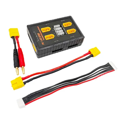 P4 1-6S XT60 Plug Parallel Charging Board Support 20A Input and 4 Output Channels with Fuse Protection