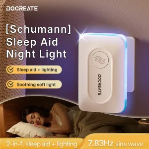 DOCREATE SL06 Sleep Night Light 7.83Hz Frequency Soft Light Low Power Compact Design Silent Operation Plug and Play Energy Saving Night Lamp