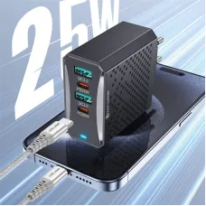 USLION BK303 100W 4-Port USB PD Charger 2USB-A+2USB-C PD QC3.0 Fast Charging Wall Charger Adapter EU Plug US Plug for iPhone 15 14 13 Pro for Huawei Nova Pro for Samsung Galaxy Z Flip6 for Xiaomi Civi 4Pro