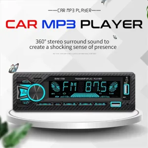 1Din Car Stereo Bluetooth MP3 Player FM Receiver High Power 4 x 60W AUX USB TF Card Hands Free Calling LCD Screen EQ Sound Effects