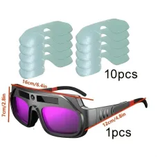 Auto Darkening Welding Goggles Anti-Scratch Large View Welder Glasses for Plasma Cut with 10 Pcs Lenses