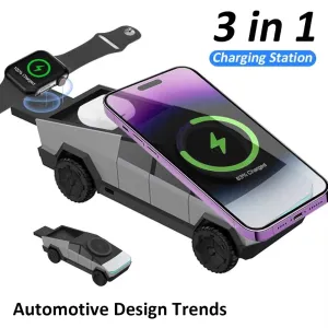 3 in 1 CyberDock Multi-Function Wireless Charger Fast Charging Station Magnetic Phone Stand For IPhone 16 15 Pro Max Apple Galaxy Watch Airpods Pro