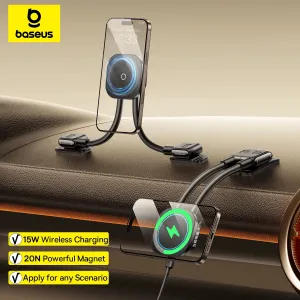 Baseus PrimeTrip C03sPro 15W Magnetic Wireless Car Charger Holder for iPhone HUAWEI Strong Magnet Bracket Dashboard Wireless Charger Stand