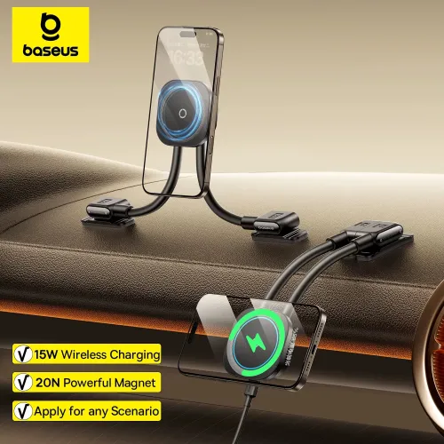 Baseus PrimeTrip C03sPro 15W Magnetic Wireless Car Charger Holder for iPhone HUAWEI Strong Magnet Bracket Dashboard Wireless Charger Stand