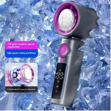 Tevorex High-Speed Handheld Cooling Fan 1-199 Adjustable Gear Violent Turbo Fan Digital Display Screen Desktop 4000mAh Portable Small Fan