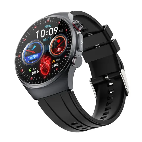 ET488 1.43-inch AMOLED Display ECG Micro-examination Fatigue Analysis bluetooth Call Heart Rate Blood Pressure SpO2 Monitor Sleep Monitoring Uric Acid and Lipid Function HRV Detection Fatigue Analysis BMI Women's Health IP68 Waterproof Smart Watch