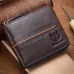 BULLCAPTAIN Men's Genuine Leather Wallet Horizontal Zipper Multi-card Design Business Card Holder Driver's License Money Clip