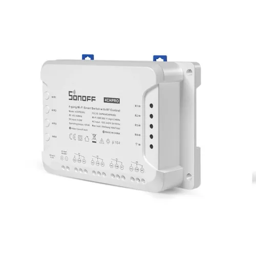 SONOFF 4CHPROR3 AC100-240V 50/60Hz 10A 2200W 4 Gang WiFi DIY Smart Switch Inching Self-Locking Interlock 3 Working Mode APP Remote Control Switch Works with Alexa and Google Home