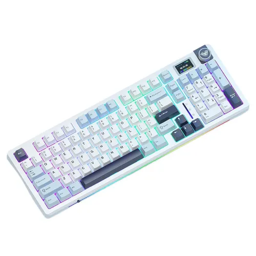 AULA S98 Tri-mode Mechanical Keyboard with LCD Screen and Knob Fully Hot-swappable Keys Gasket Structure PBT Keycaps RGB Backlit 2.4G/bluetooth/Wired Gaming Keyboard