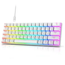 HXSJ V900 RGB Wired Mechanical Gaming Keyboard 61-Keys Hot-Swappable Red Switch Type-C Wired Gamer Keyboards for PC Laptop Computer