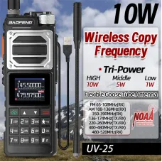Baofeng UV-25 10W Walkie Talkie Six-Band Long Range Wireless Copy Frequency FM Radio Type-C Ham Two-way Radio Rechargeable 5200mAh