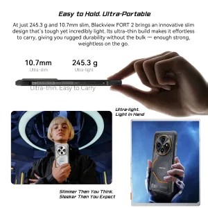 Blackview FORT 2 AI 24GB 128GB/256GB 6.56 inch 90Hz Display 16MP Camera 5000mAh Android 15 NFC Helio G81 IP68 IP69K Waterproof 4G Rugged Smartphone