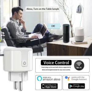 Tuya 16A EU Smart Socket WiFi Smart Plug With Power Monitoring Timing Function Voice Control Via Alexa Google Home