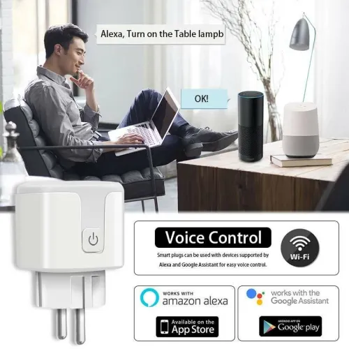 Tuya 16A EU Smart Socket WiFi Smart Plug With Power Monitoring Timing Function Voice Control Via Alexa Google Home