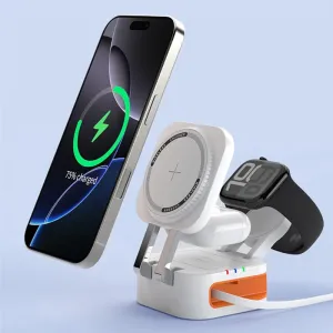 Y325 15W Magnetic Wireless Charger with Integrated Type-C Cable Fast Wireless Charging Stand for Smart Phones for iPhone 17 17Pro 16 15 14 Pro Max for Huawei Mate XTs for XIAOMI for Apple Watch for Airpods