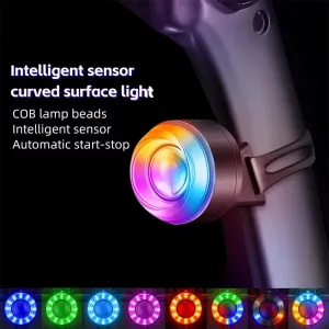 WESBIKING Smart Brake Sensing Bike Taillight 400mAh Battery 8 Lighting Modes Waterproof Type-Rechargeable Vibration Sensor Memory Function Colorful Bicycle Rear Light