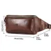 BULLCAPTAIN Men's Genuine Leather Fanny Bag Adjustable Strap Waist Bag Retro Crossbody Chest Bag
